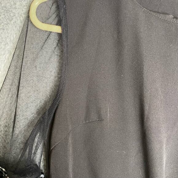 Gracia black bows plaid fancy date night dramatic bell sleeves dressy blouse S - Picture 9 of 10